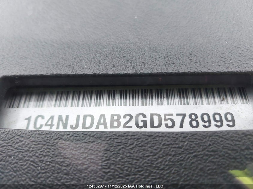2016 Jeep Compass Sport/North VIN: 1C4NJDAB2GD578999 Lot: 12435297