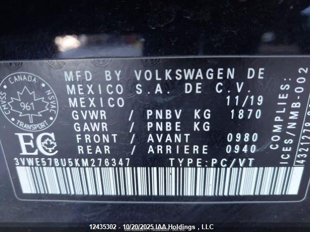 3VWE57BU5KM276347 2019 VOLKSWAGEN JETTA photo no. 10