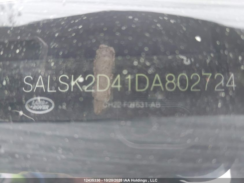 2013 Land Rover Range Rover Sport Hse VIN: SALSK2D41DA802724 Lot: 12435330