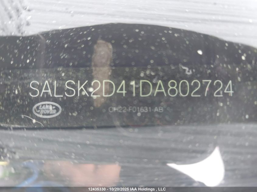 2013 Land Rover Range Rover Sport Hse VIN: SALSK2D41DA802724 Lot: 12435330