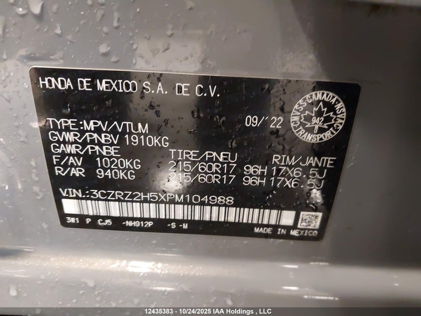 3CZRZ2H5XPM104988 2023 HONDA HR-V photo no. 19