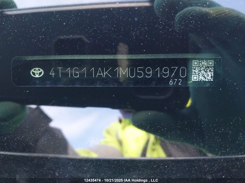 2021 Toyota Camry Se VIN: 4T1G11AK1MU591970 Lot: 12435474