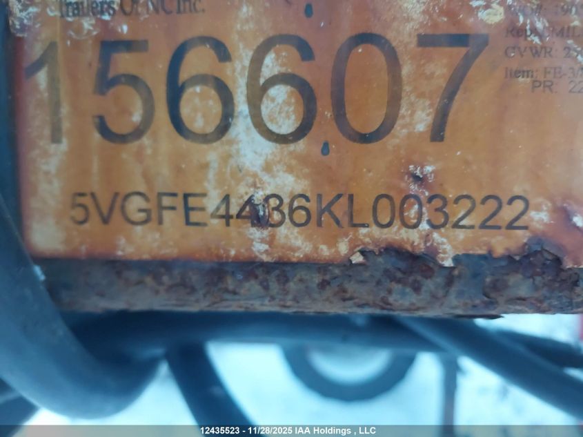 2019 Trailer Domestic VIN: 5VGFE4436KL003222 Lot: 12435523