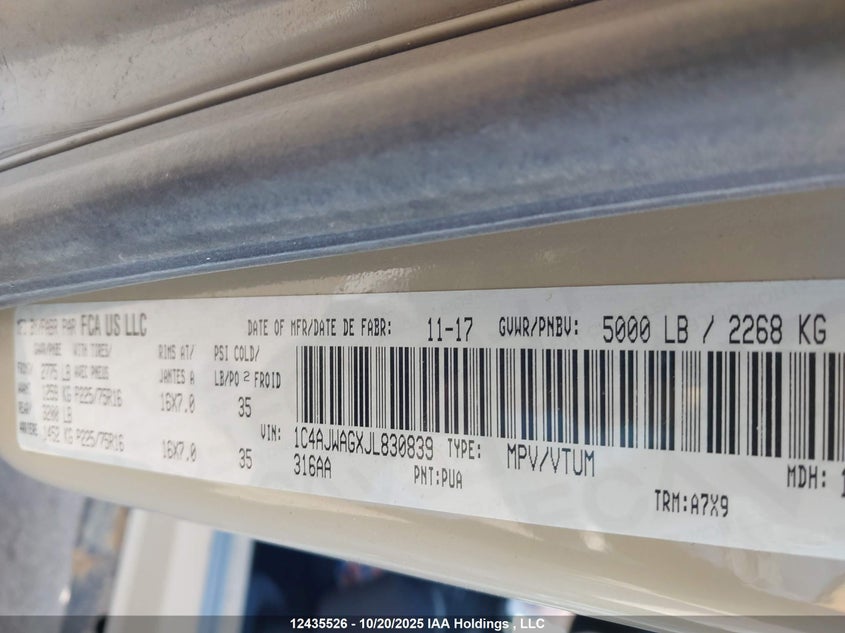 1C4AJWAGXJL830839 2018 JEEP WRANGLER photo no. 18