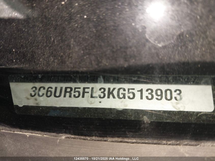 2019 Ram 2500 Laramie VIN: 3C6UR5FL3KG513903 Lot: 12435570