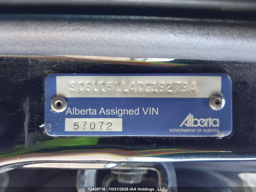 2012 Dodge Ram 2500 Laramie VIN: 3C6UD5NL4CG192794 Lot: 12435716