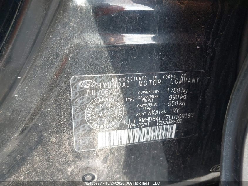 2020 Hyundai Elantra Preferred With Sun And Safety Package Auto Ivt VIN: KMHD84LF7LU109193 Lot: 12435777