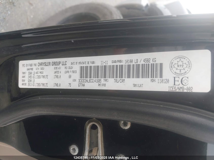 2BGK040239G548669 2012 DODGE RAM photo no. 9
