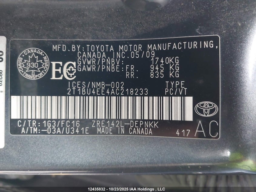 2T1BU4EE4AC218233 2010 TOYOTA COROLLA photo no. 18