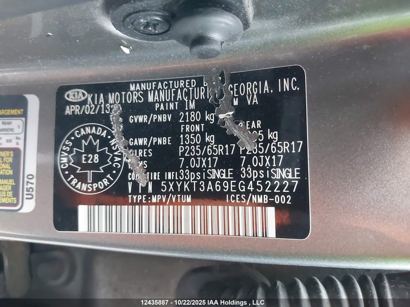 5XYKT3A69EG452227 2014 KIA SORENTO photo no. 9