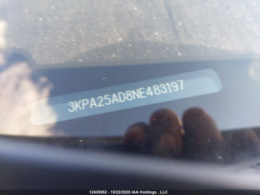 2022 Kia Rio S VIN: 3KPA25AD8NE483197 Lot: 12435952