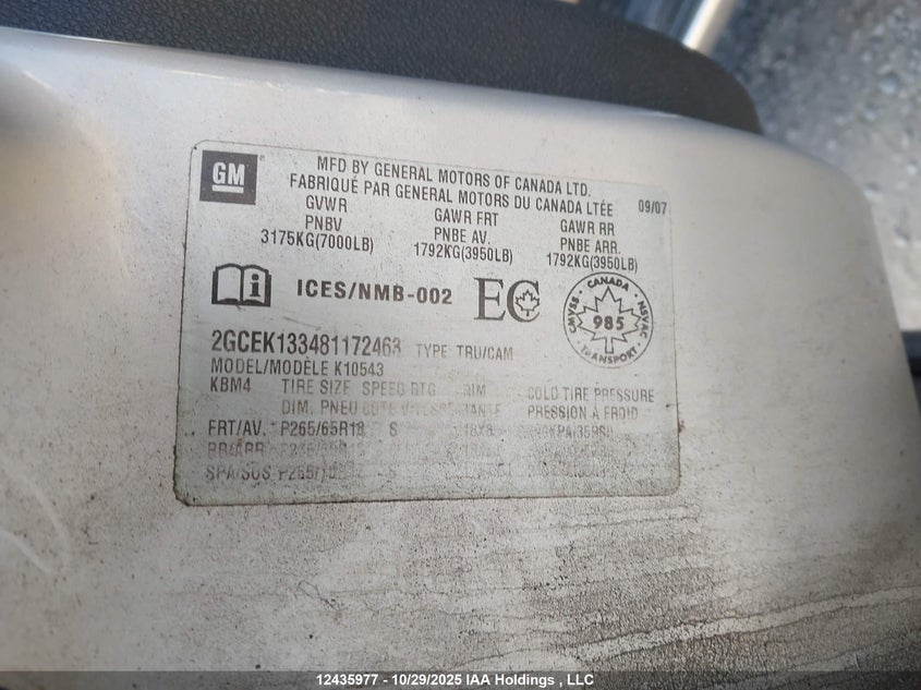 2GCEK133481172463 2008 CHEVROLET SILVERADO photo no. 9