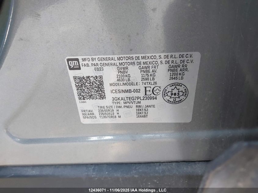 2023 GMC Terrain VIN: 3GKALTEG7PL230994 Lot: 12436071