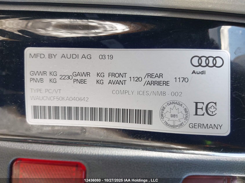 WAUCNCF50KA040642 2019 AUDI A5 photo no. 9