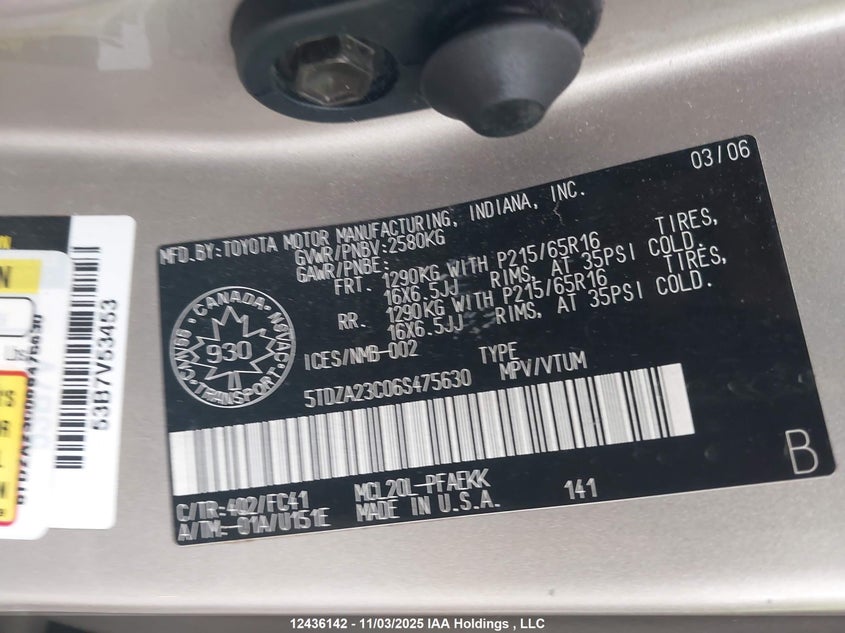5TDZA23C06S475630 2006 TOYOTA SIENNA photo no. 9