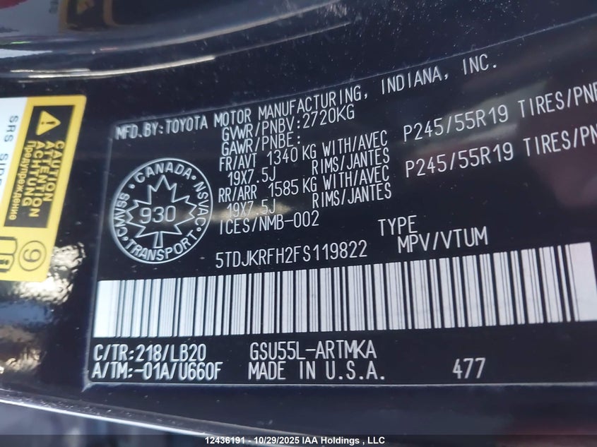 5TDJKRFH2FS119822 2015 TOYOTA HIGHLANDER photo no. 18