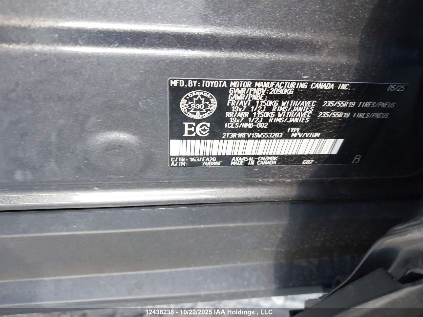 2025 Toyota Rav4 Xle/Xle Premium VIN: 2T3R1RFV1SW553203 Lot: 12436238