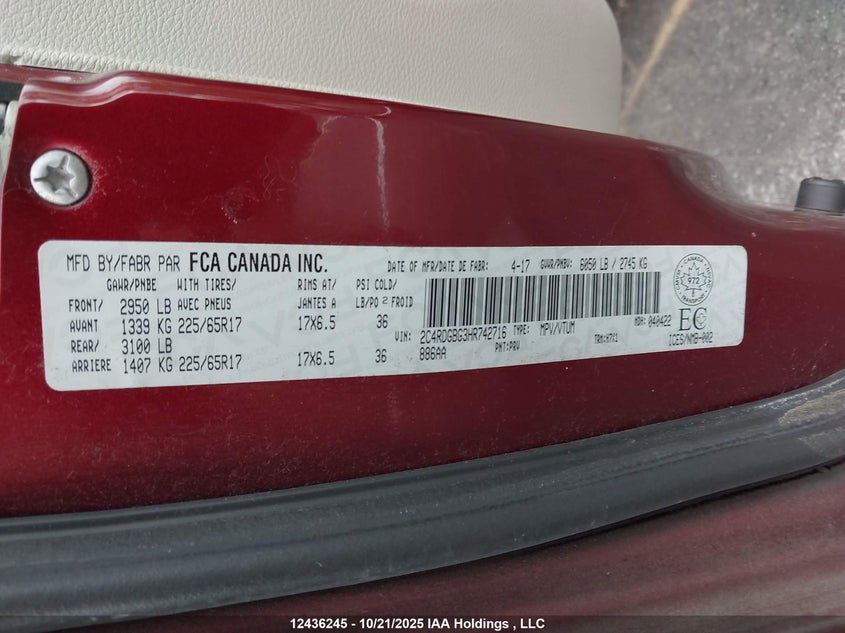 2C4RDGBG3HR742716 2017 DODGE CARAVAN photo no. 9