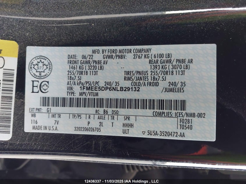 1FMEE5DP6NLB29132 2022 FORD BRONCO photo no. 9