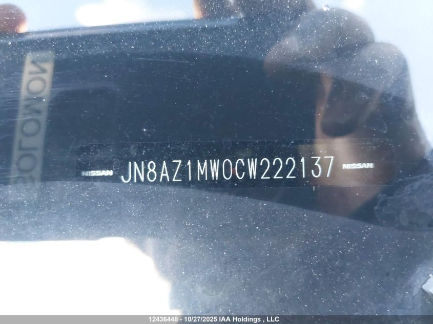 2012 Nissan Murano S/Sl/Le VIN: JN8AZ1MW0CW222137 Lot: 12436448