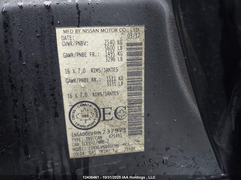 1N6AD0EV4HN737971 2017 NISSAN NAVARA (FRONTIER) photo no. 9