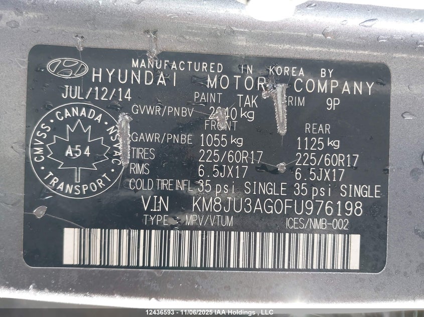 KM8JU3AG0FU976198 2015 HYUNDAI TUCSON photo no. 9