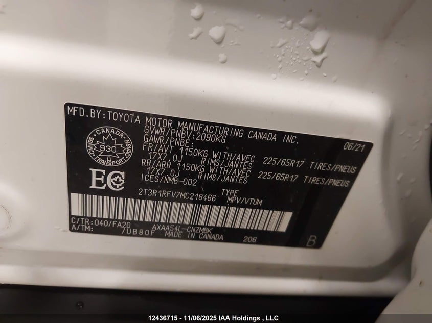 2T3R1RFV7MC218466 2021 TOYOTA RAV 4 photo no. 17