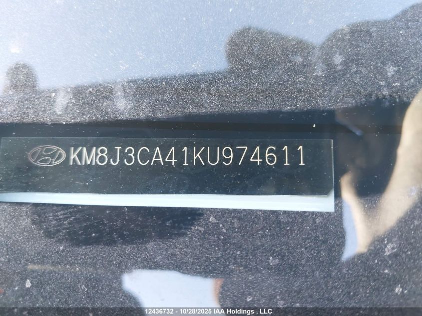 2019 Hyundai Tucson Limited/Sel/Sport/Ultimate/Value/Night VIN: KM8J3CA41KU974611 Lot: 12436732