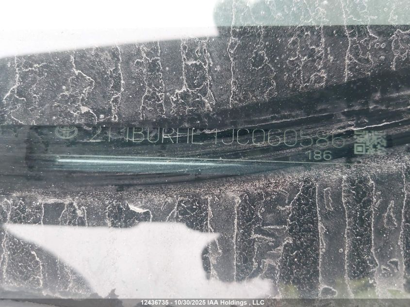 2018 Toyota Corolla Le VIN: 2T1BURHE1JC060586 Lot: 12436735