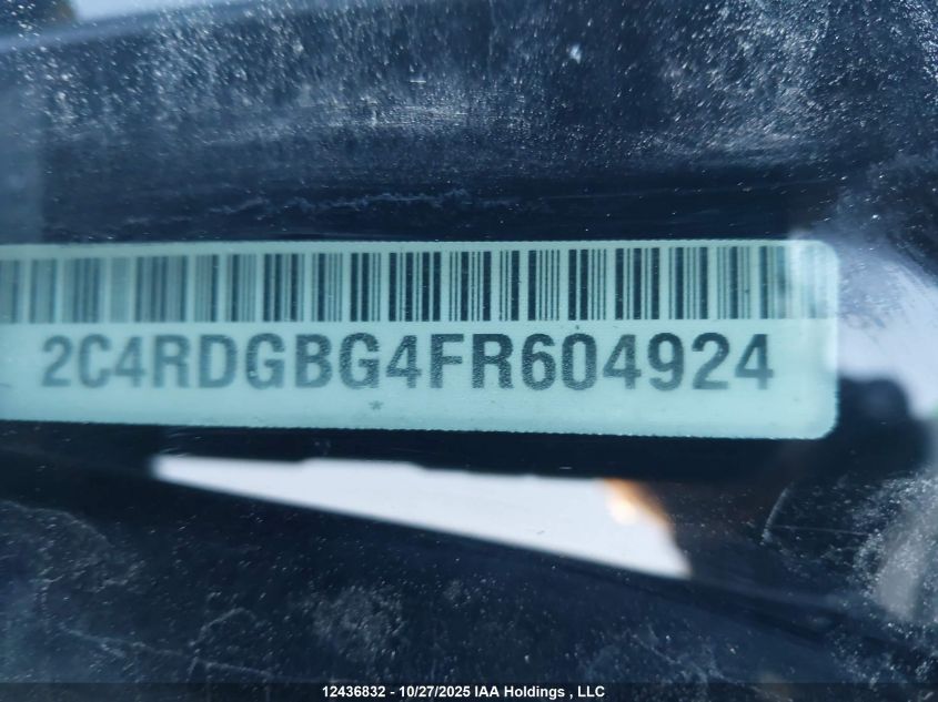 2015 Dodge Grand Caravan Se/Sxt VIN: 2C4RDGBG4FR604924 Lot: 12436832