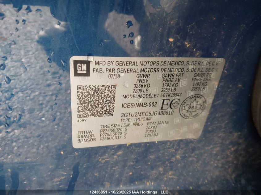 2018 GMC Sierra 1500 Sle VIN: 3GTU2MEC5JG488610 Lot: 12436851