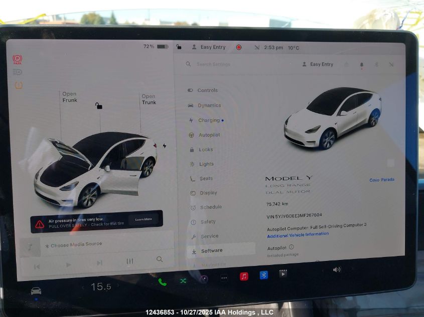 2021 Tesla Model Y Long Range VIN: 5YJYGDEE3MF267604 Lot: 12436853