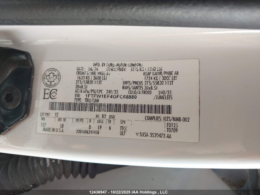 1FTFW1EF4GFC68889 2016 FORD F-150 photo no. 18