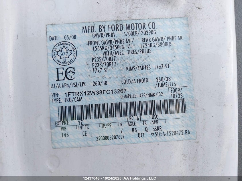 1FTRX12W38FC13267 2008 FORD F-150 photo no. 18