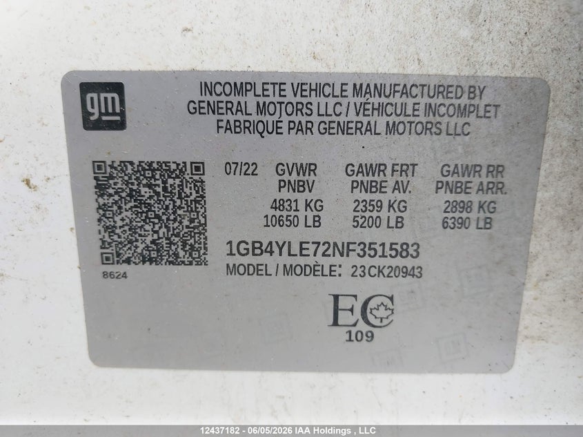 2022 Chevrolet Silverado 2500Hd Work Truck VIN: 1GB4YLE72NF351583 Lot: 12437182