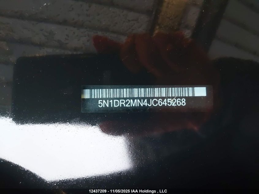 2018 Nissan Pathfinder S/Sv/Sl/Platinum VIN: 5N1DR2MN4JC645268 Lot: 12437209