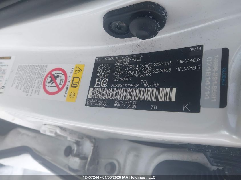 2019 Lexus Nx 300 VIN: JTJBARBZ0K2194734 Lot: 12437244