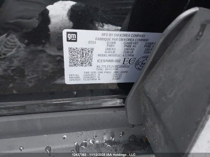 2025 Chevrolet Trax Ls Fwd VIN: KL77LFE26SC104512 Lot: 12437363