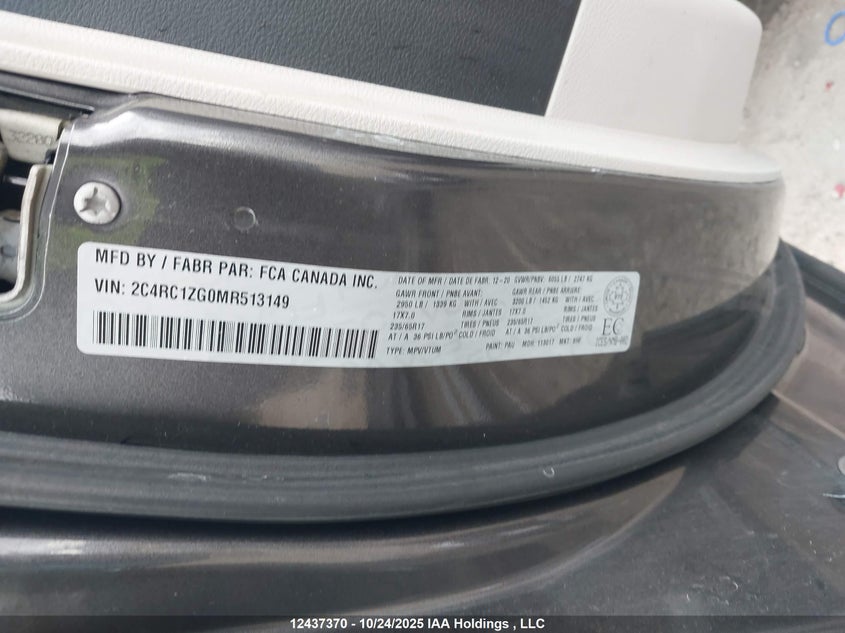 2021 Chrysler Grand Caravan Sxt VIN: 2C4RC1ZG0MR513149 Lot: 12437370