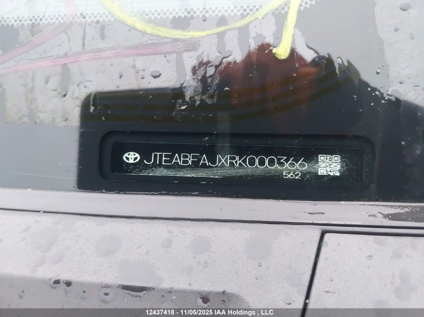 2024 Toyota Land Cruiser VIN: JTEABFAJXRK000366 Lot: 12437418