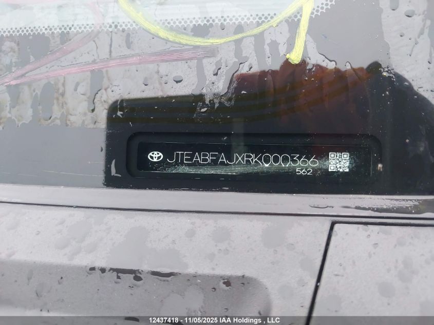 2024 Toyota Land Cruiser VIN: JTEABFAJXRK000366 Lot: 12437418