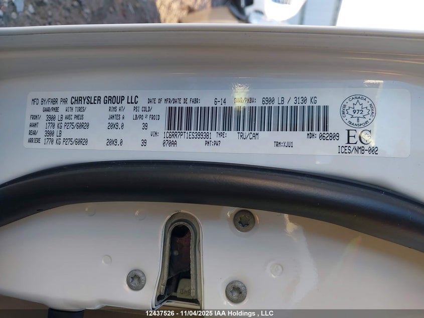 1C6RR7PT1ES399381 2014 RAM 1500 photo no. 9