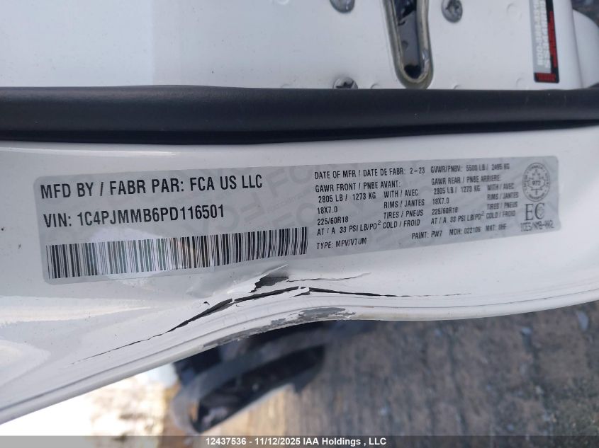 2023 Jeep Cherokee Altitude Lux VIN: 1C4PJMMB6PD116501 Lot: 12437536