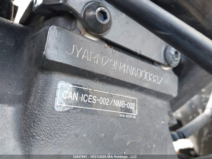 2022 Yamaha Mtn1000 VIN: JYARN79N4NA000337 Lot: 12437541
