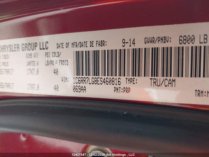 1C6RR7LG8ES460816 2014 RAM 1500 photo no. 9