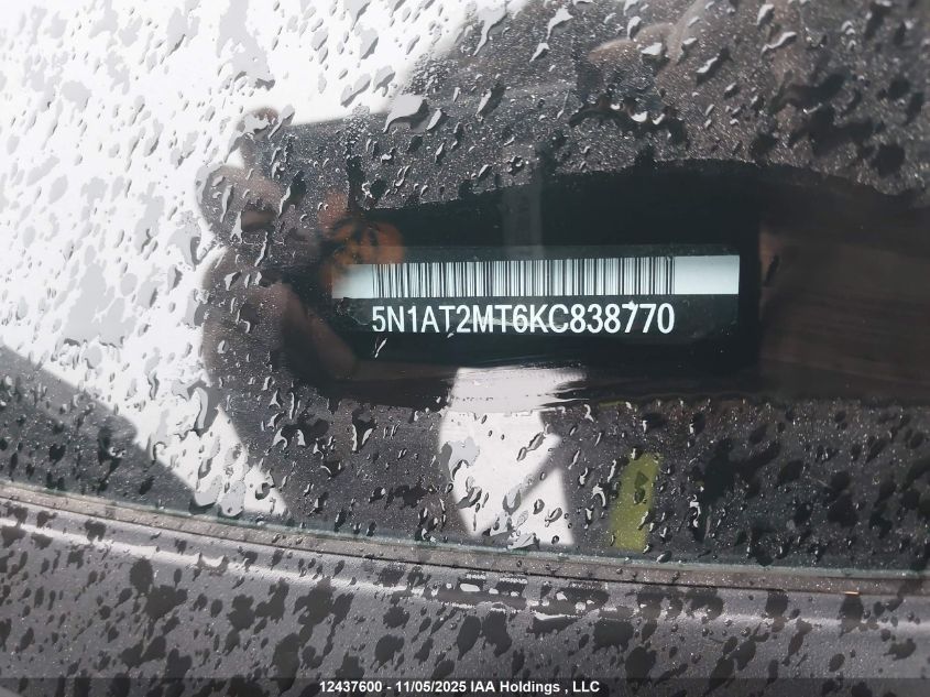 2019 Nissan Rogue S/Sl/Sv VIN: 5N1AT2MT6KC838770 Lot: 12437600