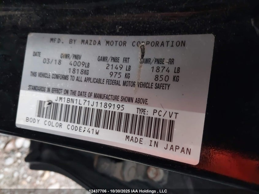 JM1BN1L71J1189195 2018 MAZDA 3 photo no. 9