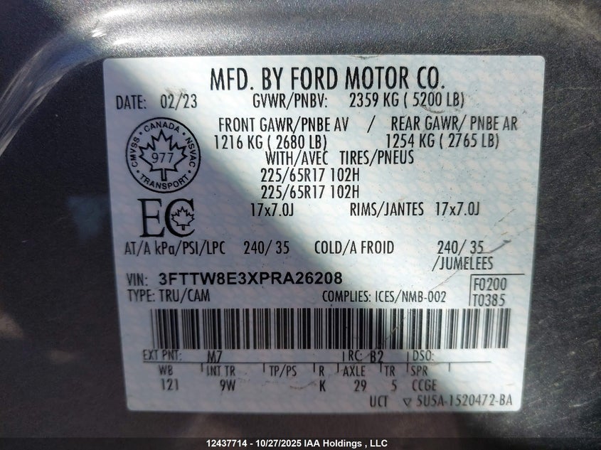3FTTW8E3XPRA26208 2023 FORD MAVERICK photo no. 19