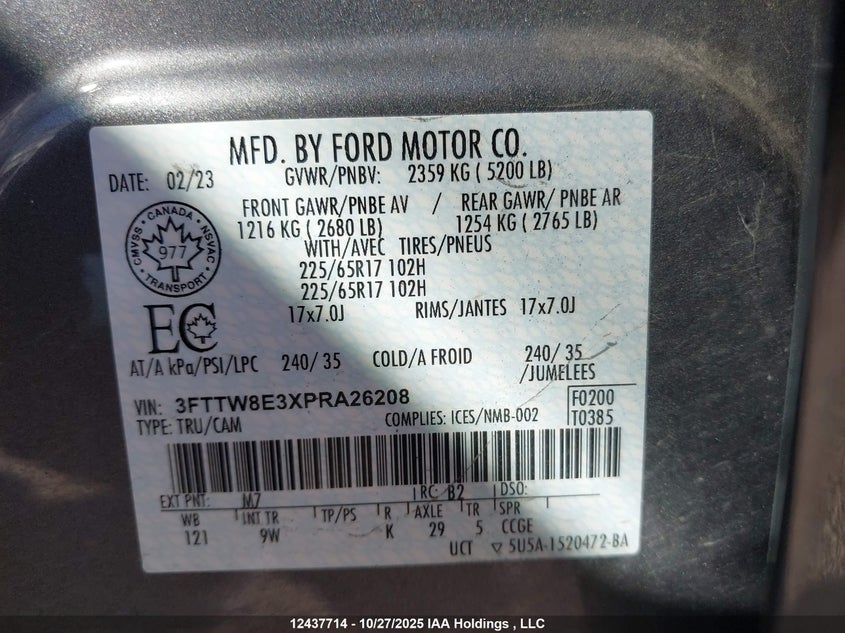 3FTTW8E3XPRA26208 2023 FORD MAVERICK photo no. 9