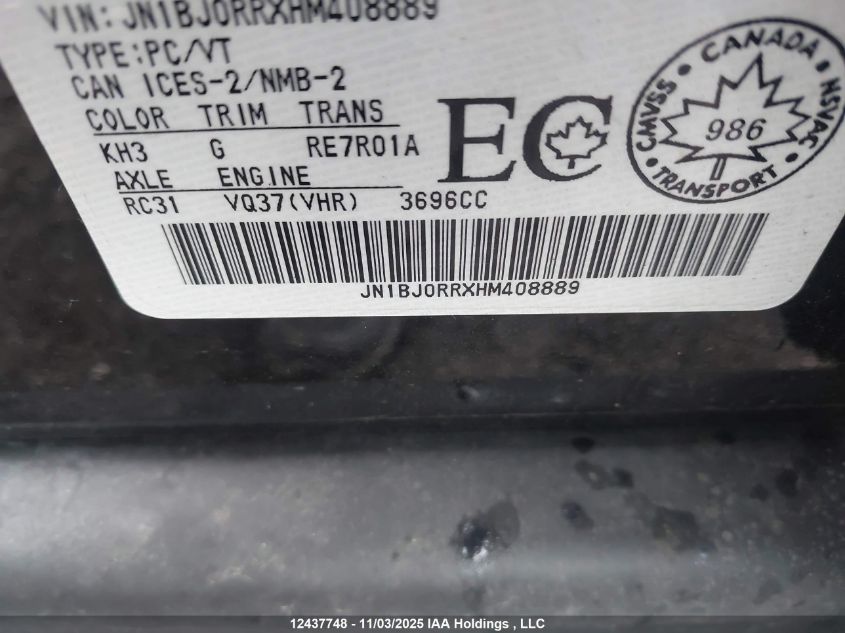 2017 Infiniti Qx50 VIN: JN1BJ0RRXHM408889 Lot: 12437748